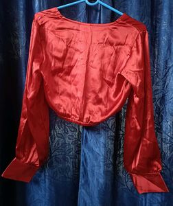 Beautiful Silk Full sleeves Red Blouse❤️👌
