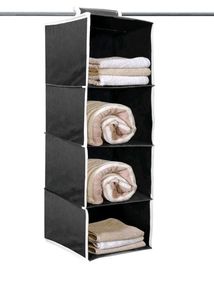 4 shelf Closet Organizer For Wardrobe Black