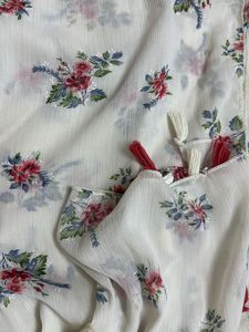 White Scarf Floral With Tassels