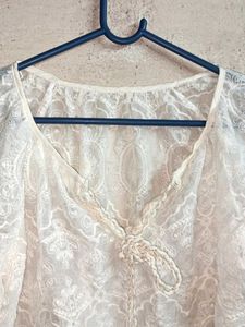 See-through Fashion Lace Blouse White