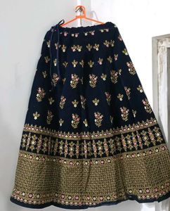 Elegant Navy Blue Embroidered Lehenga Choli