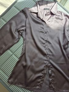 Elegant Mauve Satin Shirt