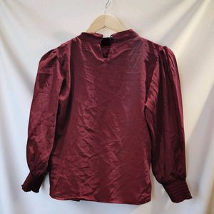 Maroon Top with Pleated Detail