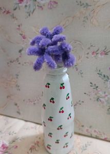 Cherry Vase with Purple Flowers