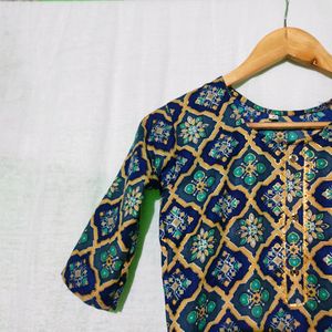 Teal Green Printed Kurti