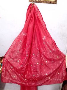 Red Embroidered Dupatta