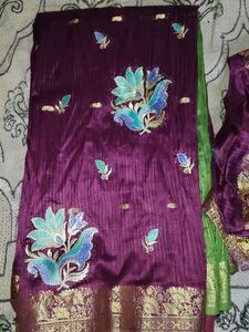 New Purple 💜🥻Sari With Blouse♥️🦋