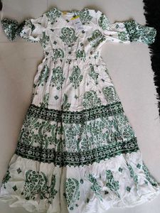 Green Floral Frock Dress
