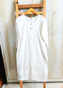 White Embroidery Work Kurti Size-34