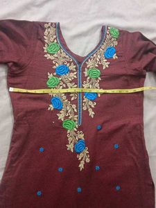 Elegant  kashmiri warm Maroon Embroidered pajami S