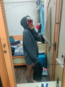 grey hoodie
