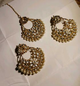 Earrings and Tikka Indian Jewelry Set