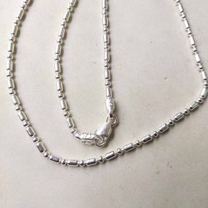 Pure Silver ._. Dot Ball Mix Snack Chain  22&#34;inc
