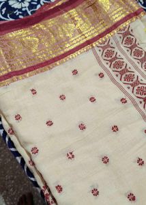 cream cotton saree