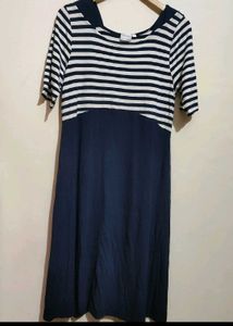 Navy Blue White Lining Dress For 36- 38 Bust