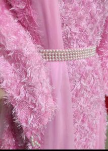 Sober Party Wear Designer Feathery Gown