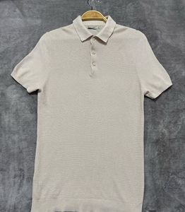 Mango Man Beige Waffle Polo Shirt