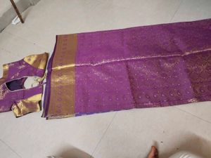 Purple &amp; Gold Saree with Blouse