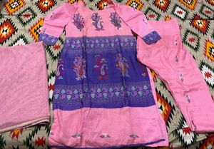 June Sale 🔥Pink Silk Cotton Blend Suit