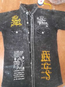 Graphic Print Denim Shirt