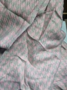 Pink Houndstooth Scarf with Fringe 1