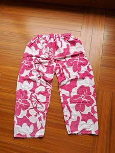 Pink Floral Button Shirt With Pant Cordset