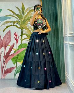 Reyon Cotton with  mirror work in skirt