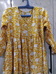 Yellow Floral Print Tunic Top