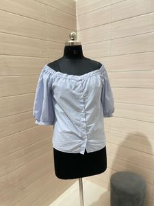 H&amp;M Off-Shoulder Blue Top