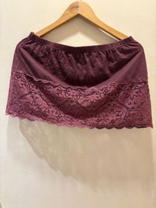 Burgundy Lace Trim Mini Skirt