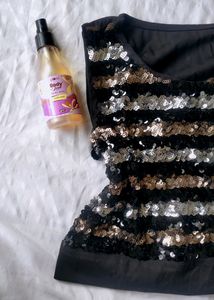 Black Sequin Sleeveless Top
