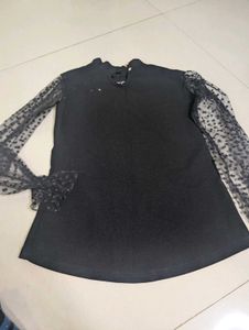 Stylish Black Top Sheer Sleeves