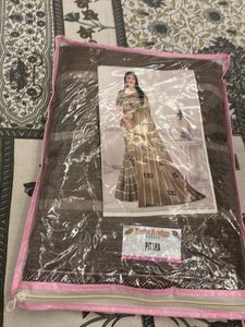Elegant Brown Striped Saree