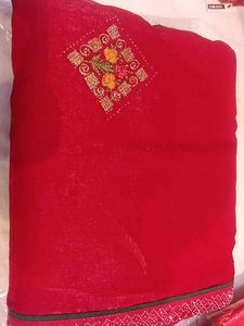 Red Embroidered Saree