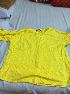 Yellow Eyelet Top