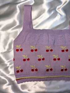 Lilac Cherry Knit Crop Top