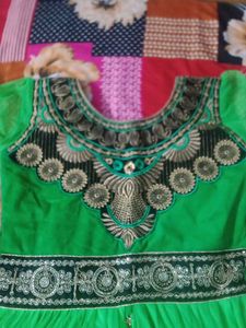 Green Embroidered Anarkali