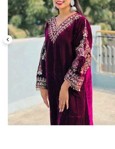 Pure Velvet Heavy Embroidery Suit