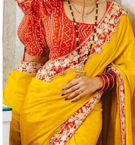 multi colour saree unstitched blouse kerwa offer b