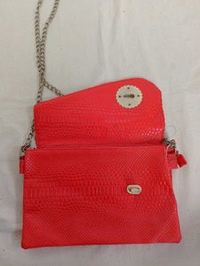 Red Clutch with Chain Strap