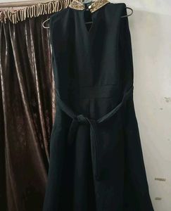 Beautiful Black Onepiece With Neck Work