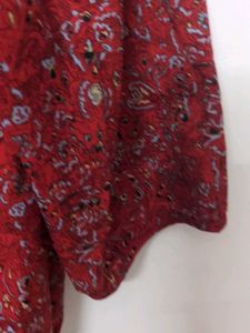 Red Paisley Off-Shoulder Top