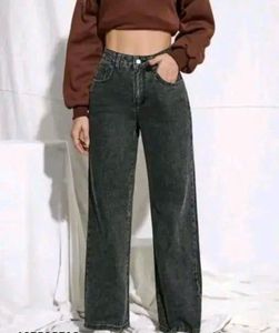 Stylish Gray Wide Leg Jeans