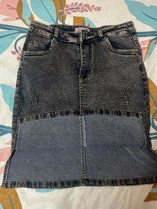 Acid Wash Denim Mini Skirt