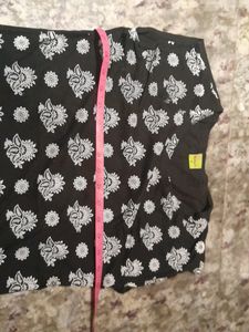 Black &amp; White Madhiya Printed T-shirt, Size - S