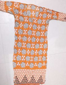 Flower Prints Cotton Yellow Kurta