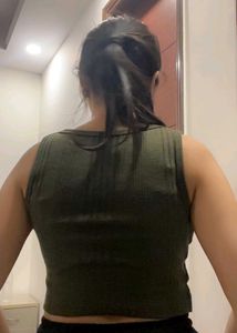 Shein Olive Green Ribbed Top