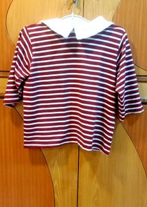Sassy Red And White Stripped Crop Top