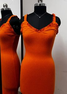 Zara Orange Midi Dress