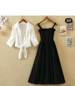Black Dress With White Shrug